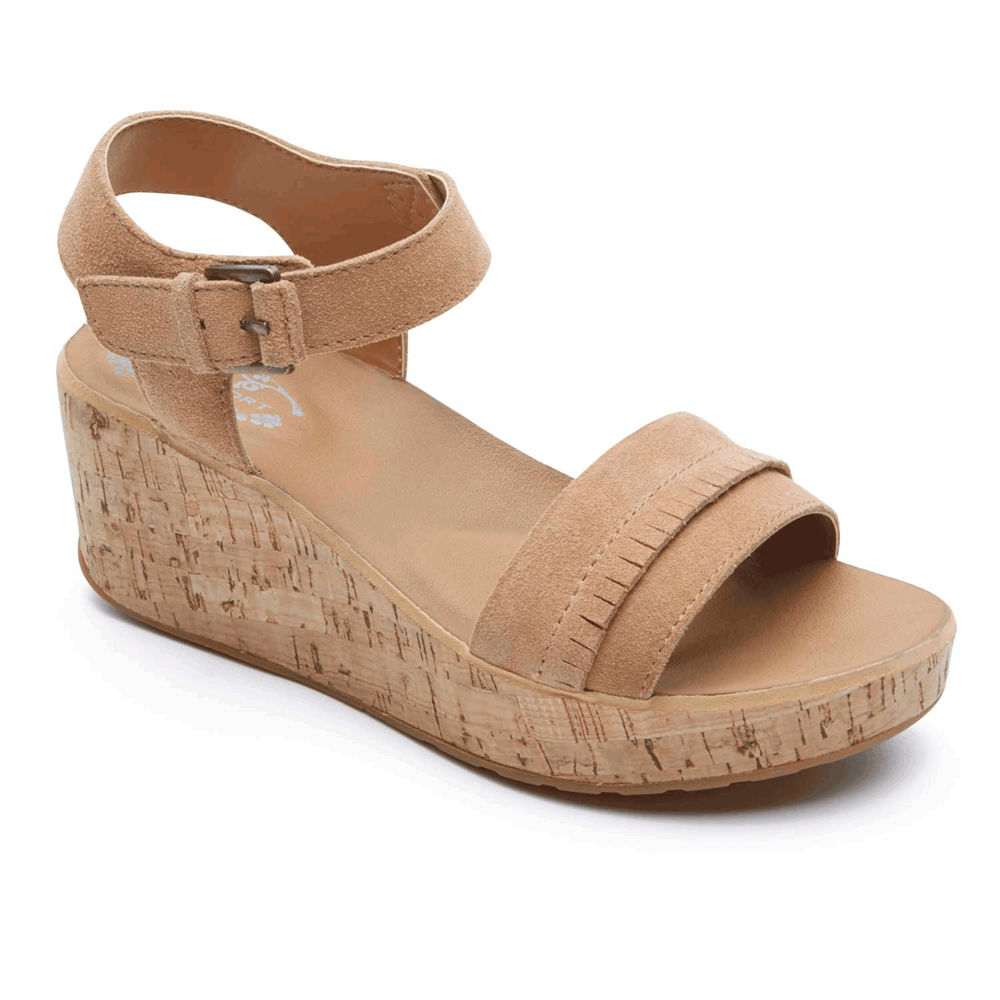 Sandálias Rockport Mulher Caqui - Weekend Casuals Lanea Quarter-Strap - 96251VLSE